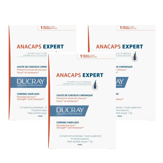Ducray Anacaps Expert Anti-Hair Loss Supplement, Pack 3 x 30 Capsules