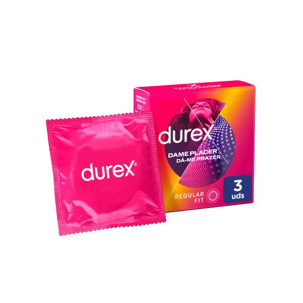 Durex Condoms Give Me Pleasure, with Dots and Ribbing for Extra Stimulation, 3 Condoms