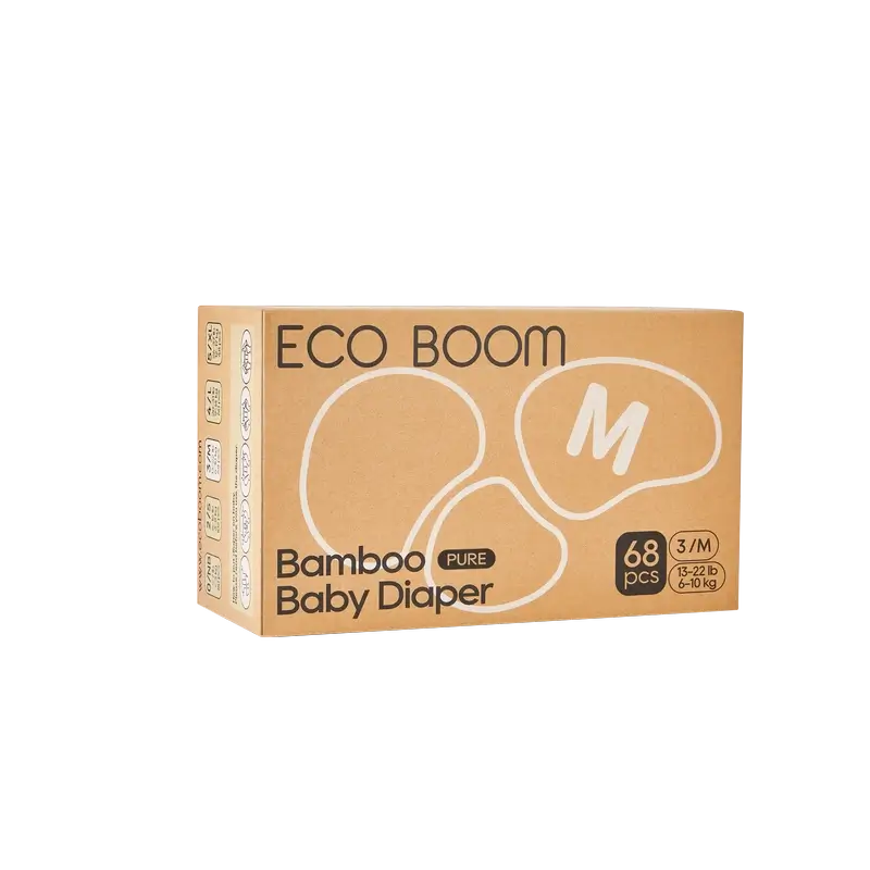 ECO BOOM PURE Ekologické plienky zo 100 % prírodného bambusu – veľkosť 3/M (6–10 kg) – 68 ks