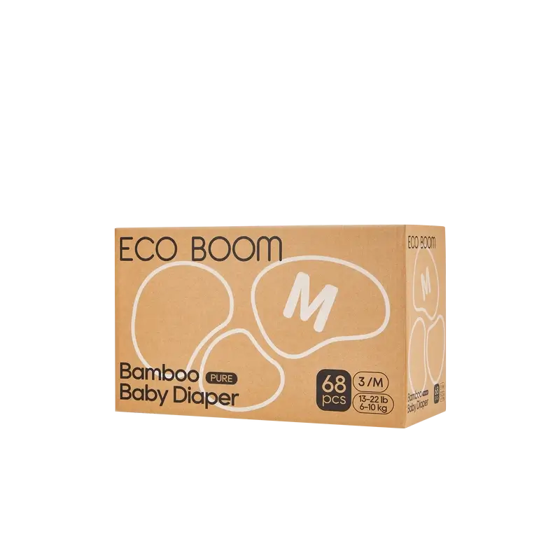 ECO BOOM PURE Ekologické plienky zo 100 % prírodného bambusu – veľkosť 3/M (6–10 kg) – 68 ks