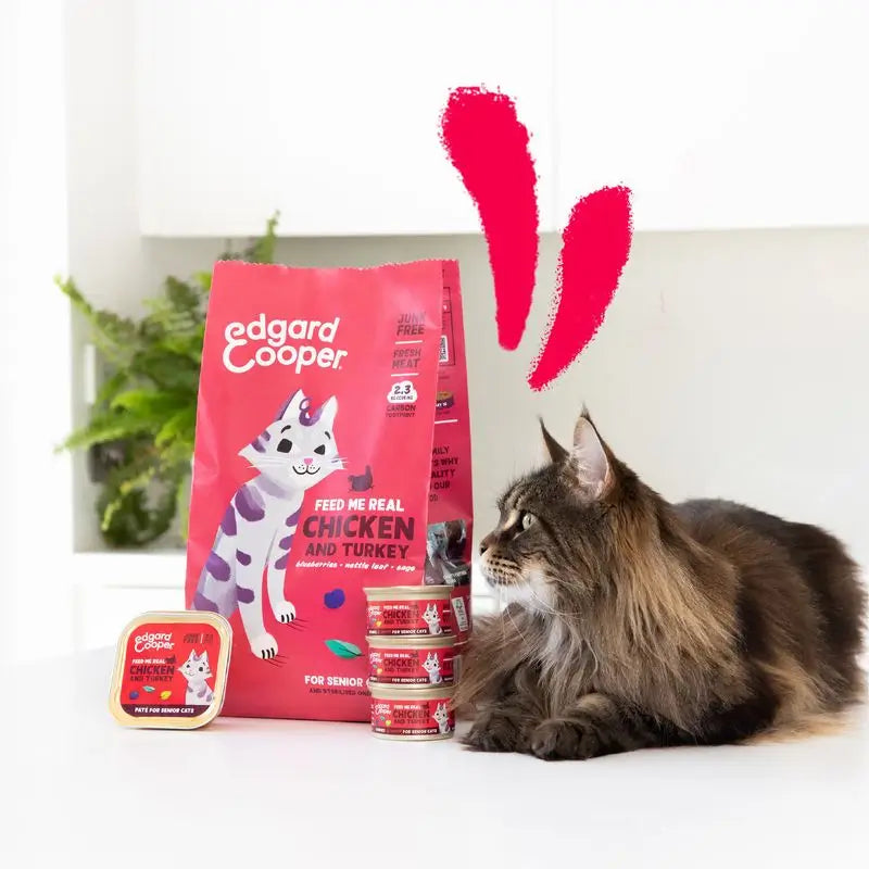 Edgard & Cooper Mokré krmivo pre staršie mačky 16x85 g – kurča z voľného chovu