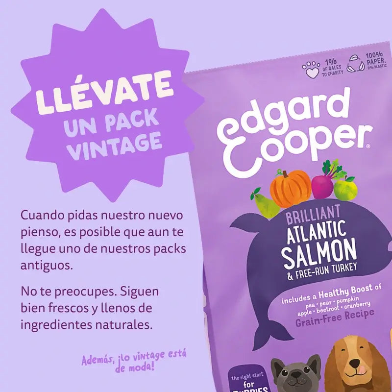Edgard & Cooper Krmivo pre šteniatka stredných plemien s čerstvým lososom a morkou, 7 kg