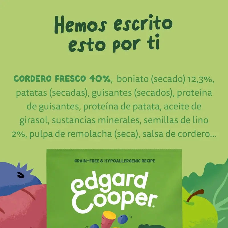 Edgard & Cooper Krmivo pre dospelých psov veľkých plemien s čerstvým jahňacím mäsom, 12 kg