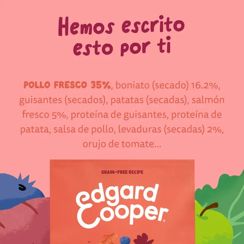 Edgard & Cooper Krmivo pre stredne veľké psy v seniorskom veku s čerstvým kuracím mäsom a lososom, 7 kg
