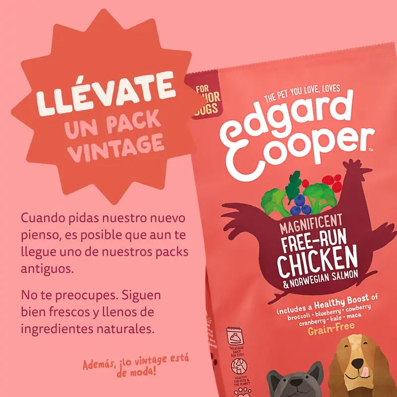 Edgard & Cooper Krmivo pre stredne veľké psy v seniorskom veku s čerstvým kuracím mäsom a lososom, 7 kg