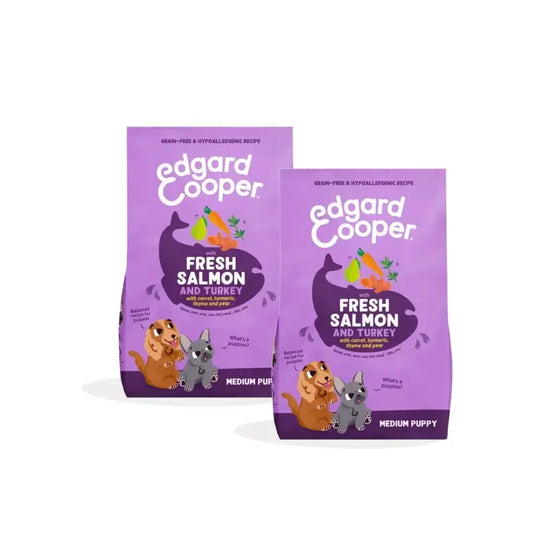 Edgard & Cooper Krmivo pre stredne veľké šteniatka s lososom a morčacím mäsom, balenie 2 x 2,5 kg
