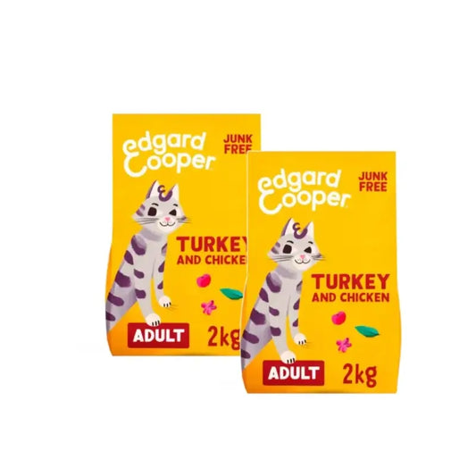 Edgard & Cooper Krmivo pre dospelé mačky s morčacím mäsom a kuracím mäsom, balenie 2 x 2 kg