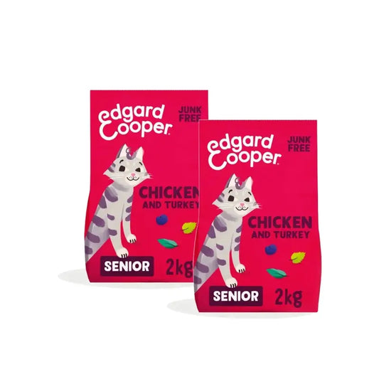Edgard & Cooper Krmivo pre mačky Senior s kuracím mäsom, balenie 2 x 2 kg