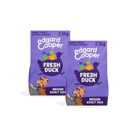 Edgard & Cooper Krmivo pre dospelých psov strednej veľkosti s príchuťou kačice, balenie 2 x 2,5 kg
