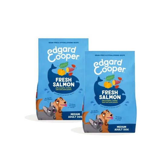 Edgard & Cooper Krmivo pre dospelých psov strednej veľkosti s lososom, balenie 2 x 2,5 kg
