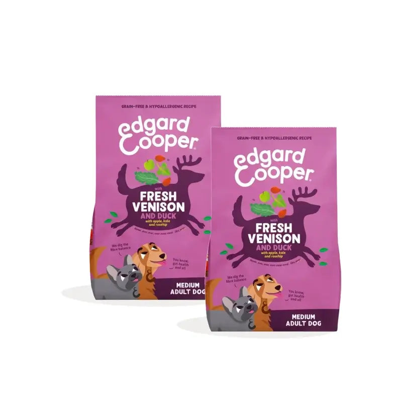 Edgard & Cooper Krmivo pre dospelých psov strednej veľkosti s príchuťou jeleňa a kačice, balenie 2 x 2,5 kg
