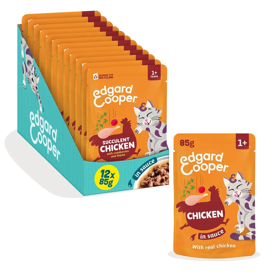 Edgard & Cooper Kuracie mäso v omáčke pre dospelých, 12x85 g