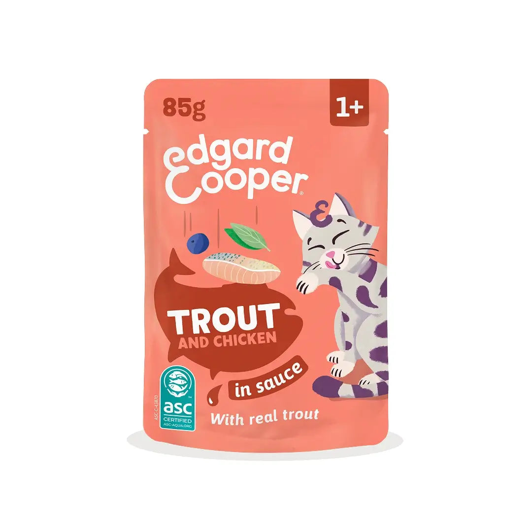 Edgard & Cooper Pstruh a kuracie mäso v omáčke pre dospelých psov, 12x85 g