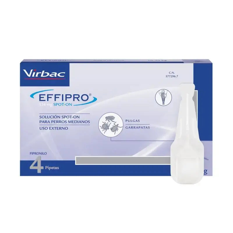 Effipro 134 mg Spot-On pre stredne veľké psy 10–20 kg, 4 pipety