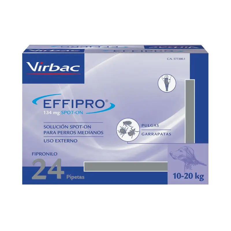 Effipro 134 mg Spot-On pre stredne veľké psy 10–20 kg, 24 pipiet