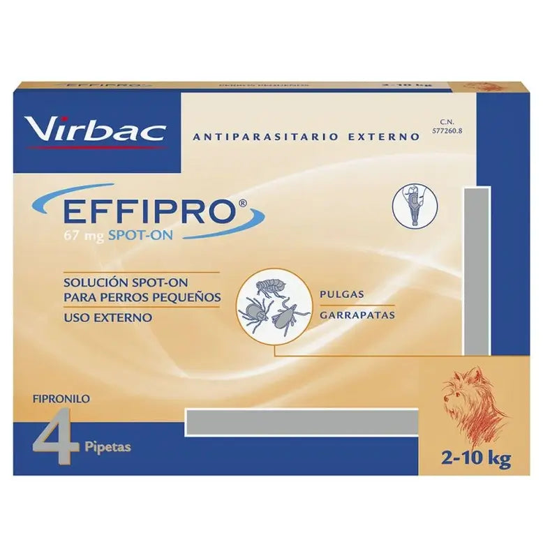 Effipro 67 mg Spot-On pre malé psy 2–10 kg, 4 pipety