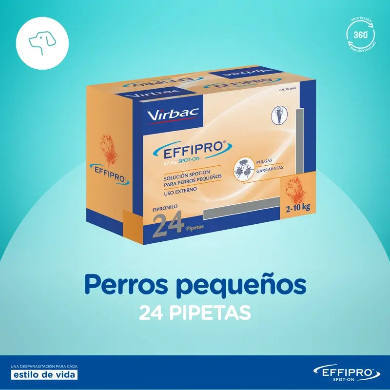 Effipro 67 mg Spot-On pre malé psy 2–10 kg, 24 pipiet