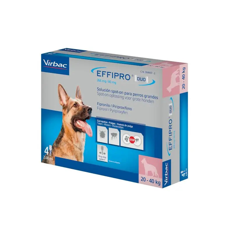 Effipro Duo Spot-On pre veľké psy 20–40 kg, 4 pipety