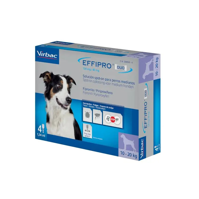 Effipro Duo Spot-On pre stredne veľké psy (10–20 kg), 4 pipety