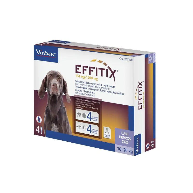 Effitix M – prípravok proti parazitom pre stredne veľké psy (10–20 kg), 4 pipety