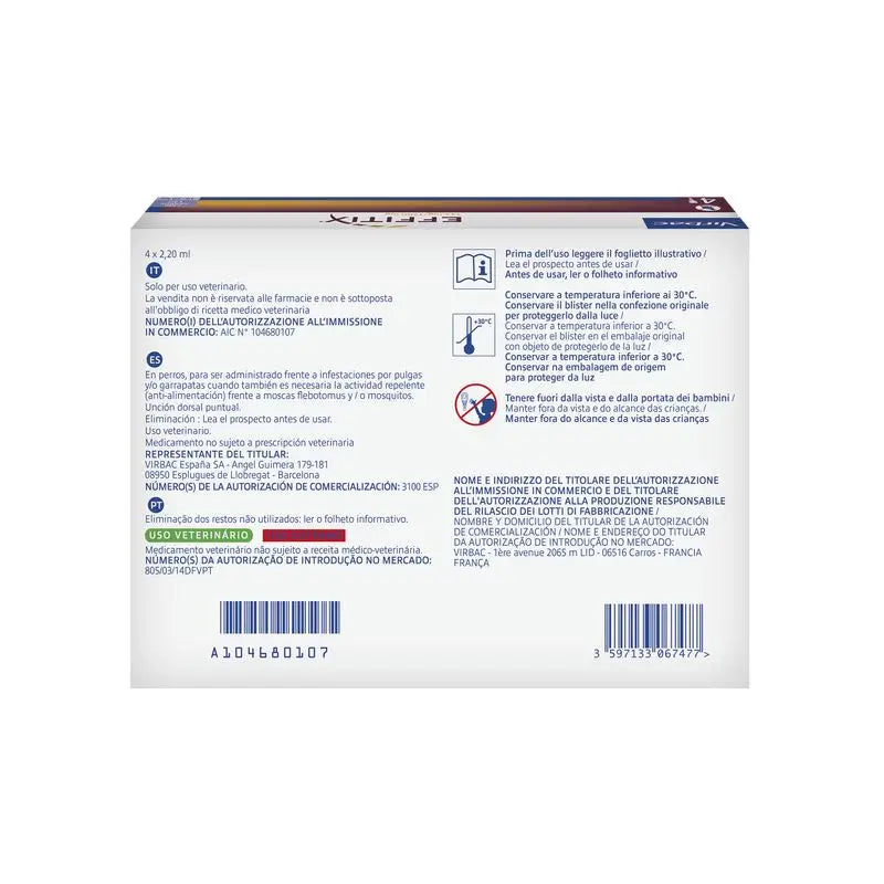 Effitix M – prípravok proti parazitom pre stredne veľké psy (10–20 kg), 4 pipety