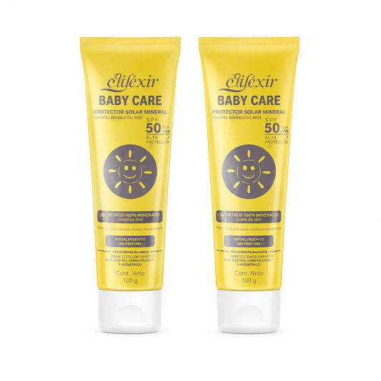 Elifexir Baby Care Minerálny opaľovací krém s ochranným faktorom SPF+50 pre citlivú pokožku, 100 ml, balenie po 2 ks