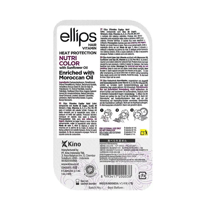Ellips Vitamínový prípravok na vlasy s arganovým olejom a lila Nutricolor, 8 kapsúl