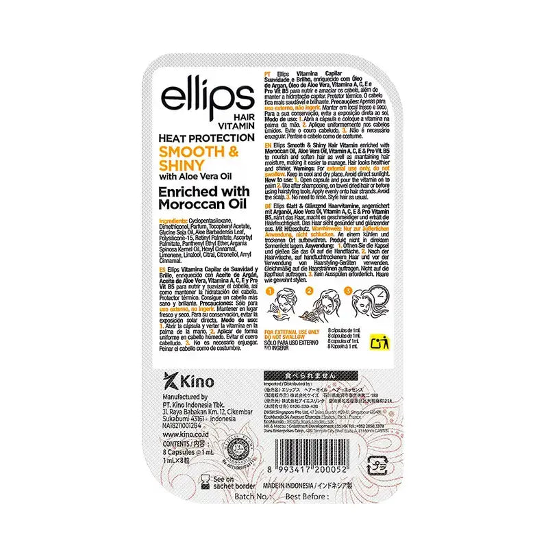 Ellips Vitamínový prípravok na vlasy s arganovým olejom a pomarančom pre vitalitu, 8 kapsúl