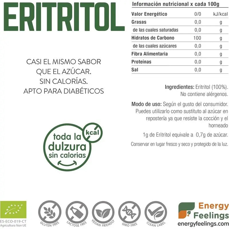 Energy Feelings Erytritol v prášku 200 g. Ekologický, vegánsky, bez cukru 