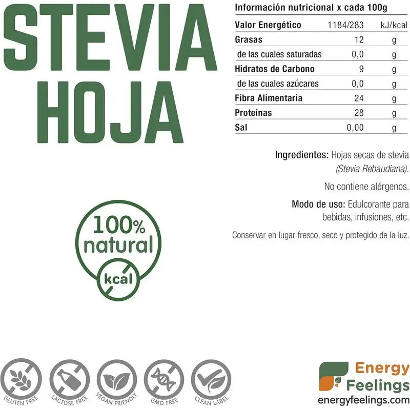 Energy Feelings Stevia – listy, 1 kg. Vegánsky, Sg 