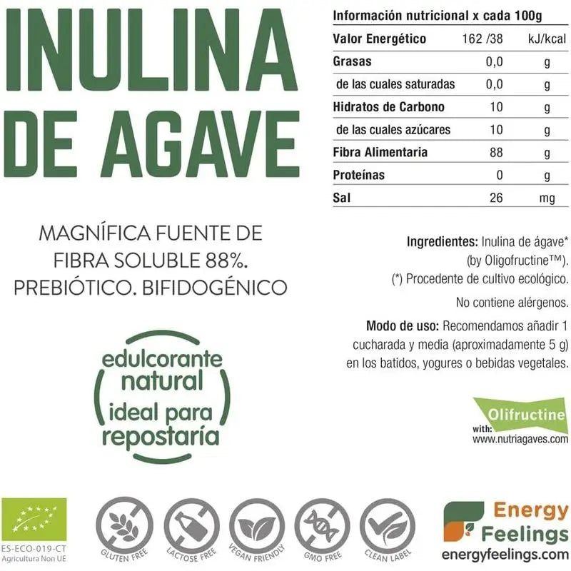 Energy Feelings Agávová inulína v prášku 1 kg. Eco Vegan 