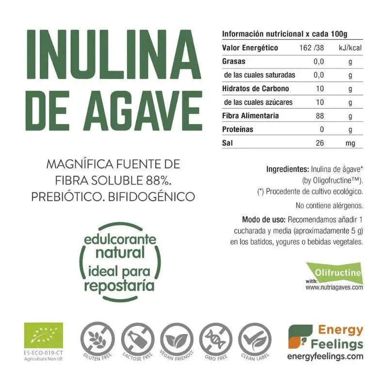 Energy Feelings Agávová inulína v prášku 200 g. Ekologická, vegánska 