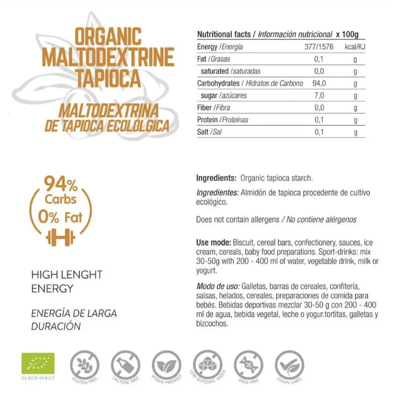 Energy Feelings Maltodextrín z tapioky 500 g. Eco Vegan Sg 