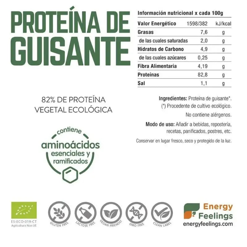 Energy Feelings Hrachový proteín 500 g. Eco Vegan Sg 