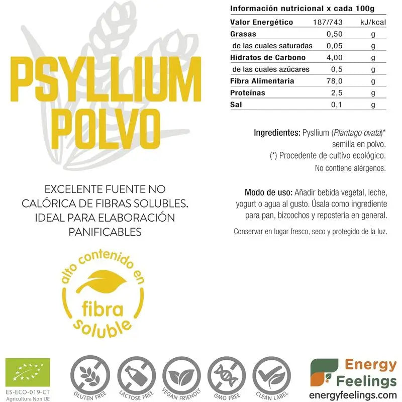 Energy Feelings Psyllium v prášku 200 g. Eco Vegan Sg 
