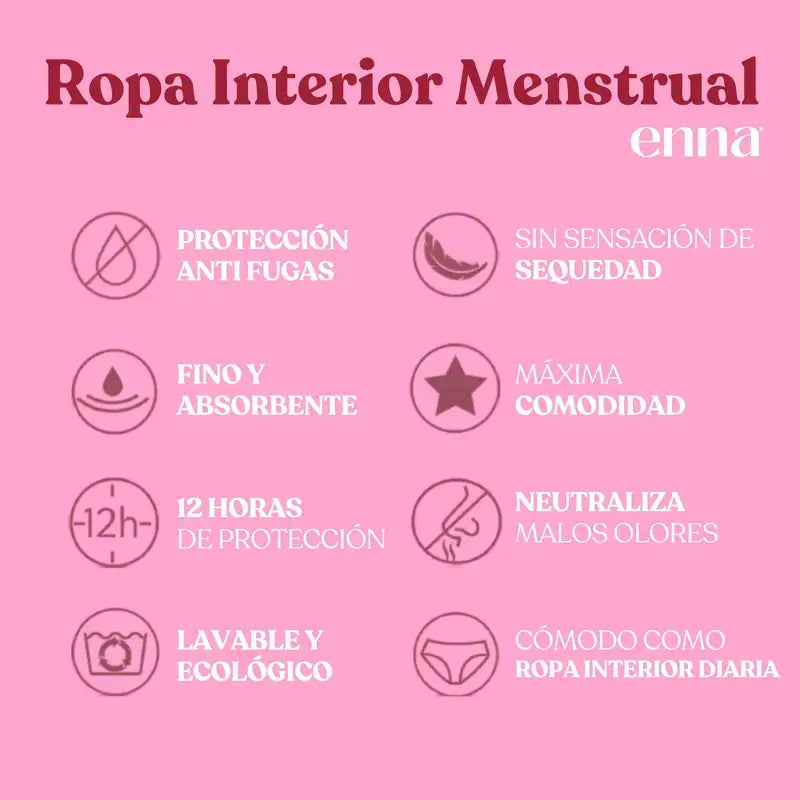 Enna Braga Menstrual Modern Hipster Night – silný tok, veľkosť M, čierna, balenie 2 ks