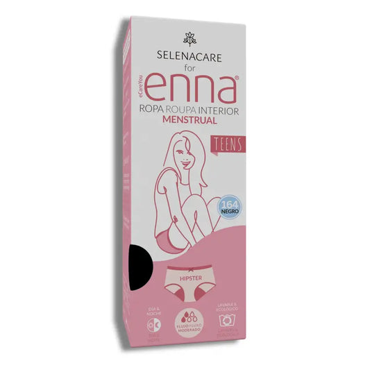 Enna Braga Menstrual Teens Hipster – stredná intenzita, 164 cm, čierna