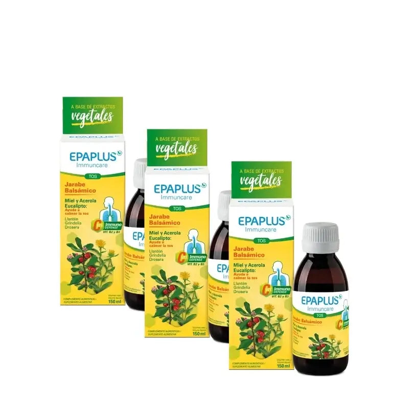 Epaplus Immuncare Sirup proti kašľu pre dospelých s príchuťou citróna 150 ml, balenie po 3 ks