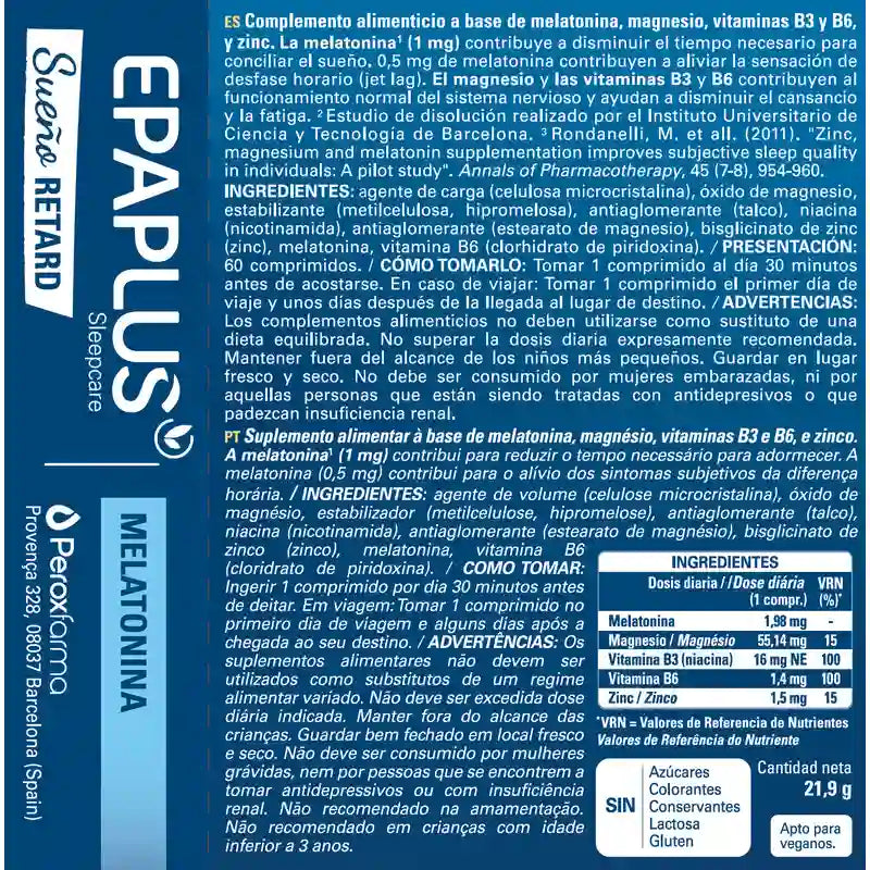 Epaplus Sleepcare Melatonina Retard Plus, 60 tabliet