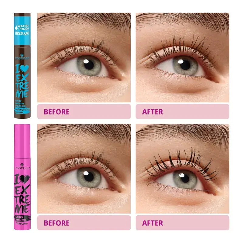 Essence Vodovzdorná riasenka na riasy, hnedá, I Love Extreme Crazy Volume 01, 12 ml