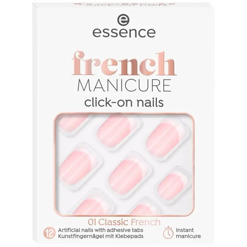 Essence Umelé nechty Click-On French Manicure 01, 12 kusov
