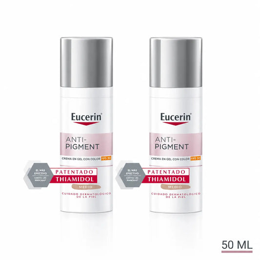Eucerin Anti-Pigment Solar denný krém s ochranným faktorom SPF 30, stredný odtieň, 50 ml, balenie po 2 ks