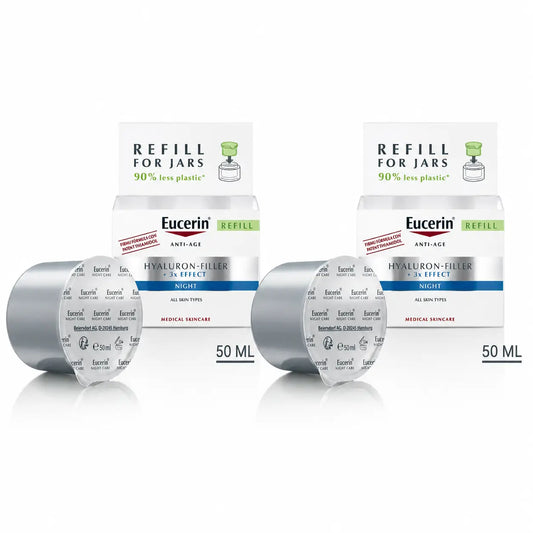 Eucerin Hyaluron Facial Filler 3X Effect – nočný krém, náhradné balenie, 50 ml, balenie po 2 ks