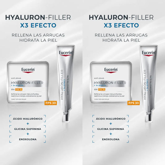 Eucerin Hyluron-Filler balíček: denný krém SPF 30 + očný krém 15 ml, balenie 2 ks