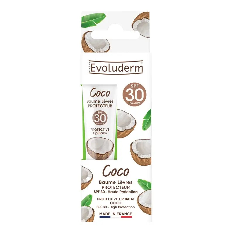 Evoluderm Ochranný balzam na pery – Kokos / SPF 30, 15 ml