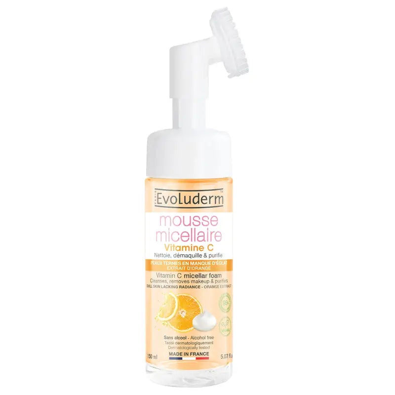 Evoluderm Micelárna čistiaca pena s vitamínom C a kefkou, 150 ml