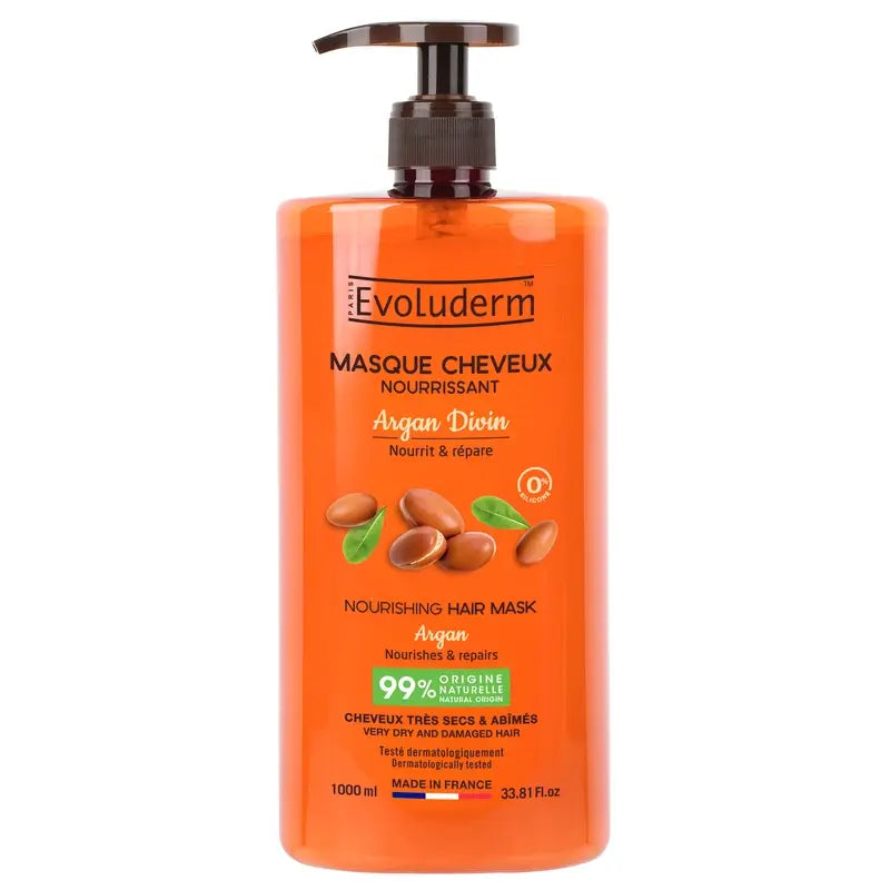 Evoluderm Vlasová maska Argan Divin, 1000 ml