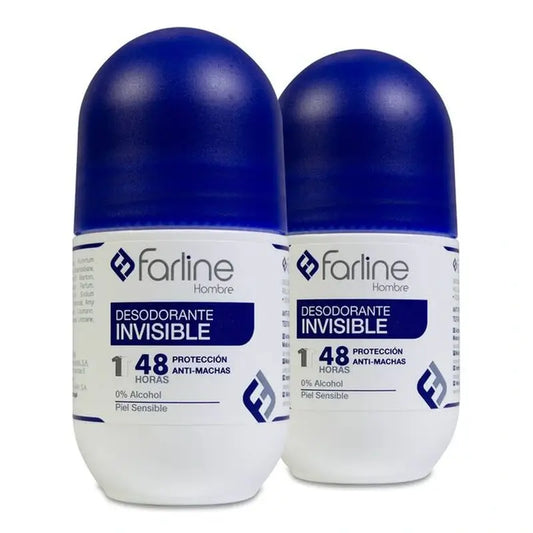 Farline Men's Invisible Deodorant Roll - On, Pach 2 X 50 Ml