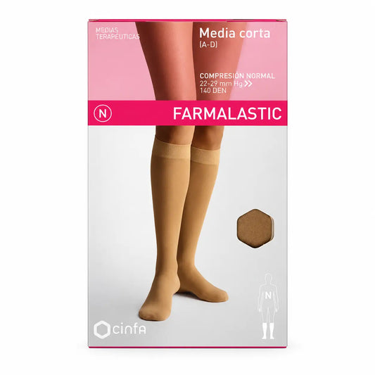 Farmalastic, stredná dĺžka, normálna kompresia, béžová, veľkosť L