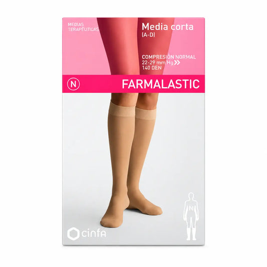 Farmalastic, stredná dĺžka, normálna kompresia, béžová, veľkosť Reina Plus